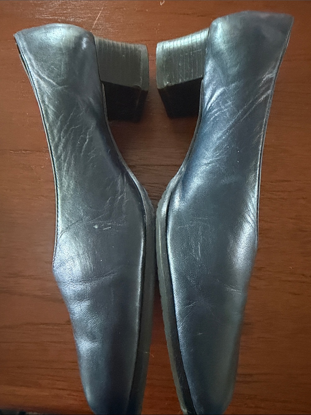 Lands End Women's Navy Leather Slip-On Flats - Picture 5 of 7